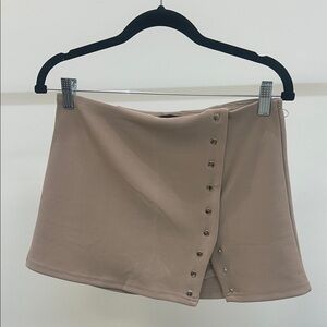 Stylish Tan Skirt with Button Detail